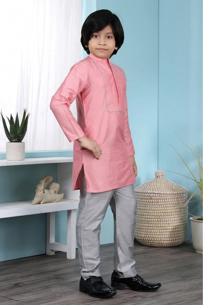 Pink Cotton Silk Kurta Pajama NCBW10710682