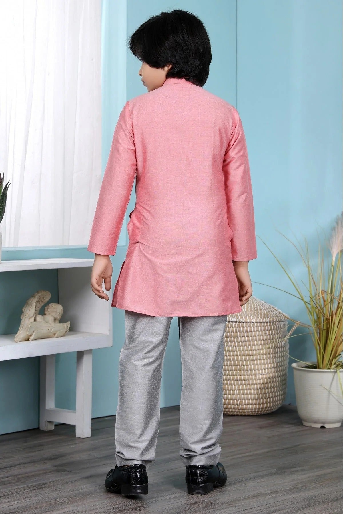 Pink Cotton Silk Kurta Pajama NCBW10710682