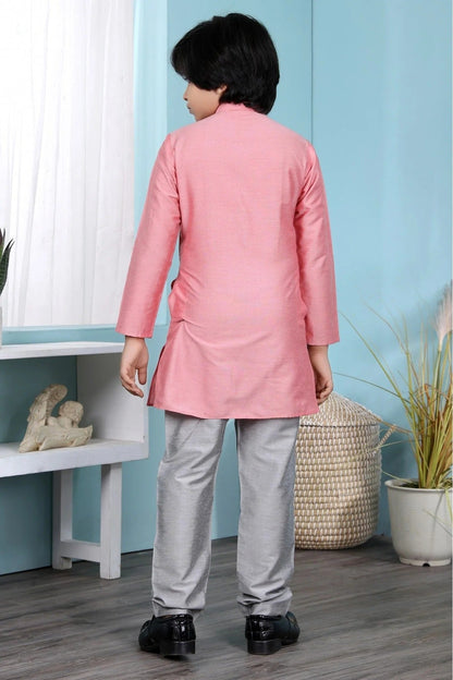 Pink Cotton Silk Kurta Pajama NCBW10710682