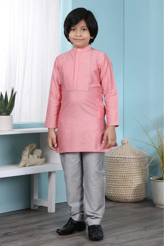 Pink Cotton Silk Kurta Pajama NCBW10710682