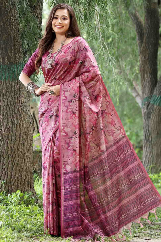 Pink Cotton Silk Traditional Saree NCSD12610103