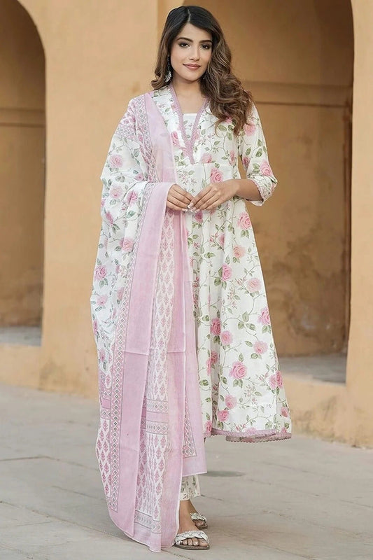 Pink Cotton Slub Stitched Suit NCSS11111435