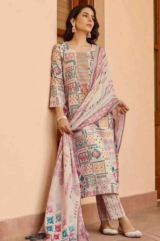 Pink Cotton Stitched Suit NCSS11111419