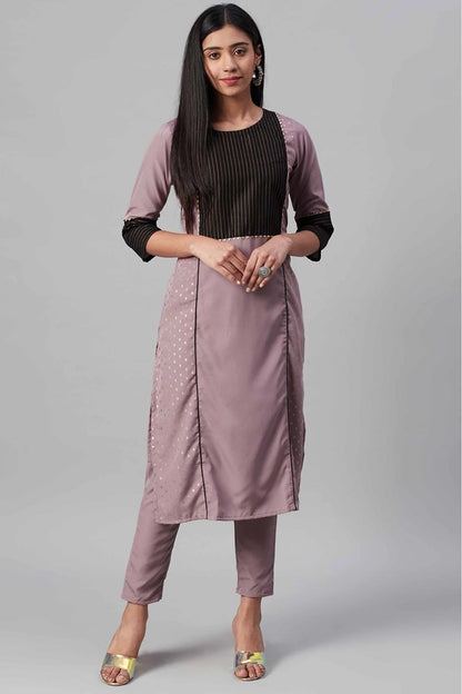 Pink Crepe Foil Print Kurti NCKR10610199