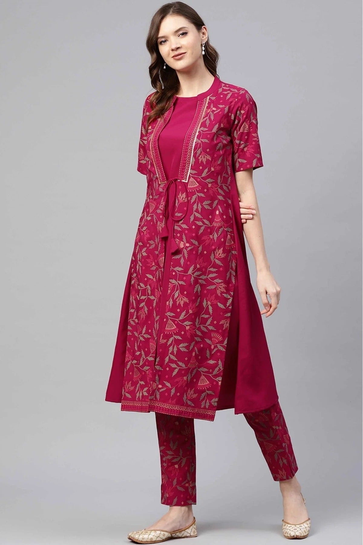 Pink Crepe Foil Print Kurti NCKR10610202