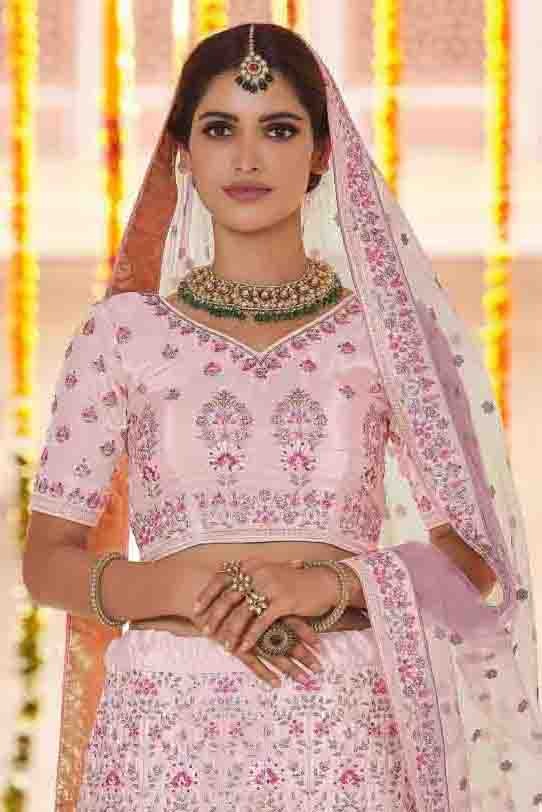 Pink Crepe Sequins Lehenga Choli NCLC10810430
