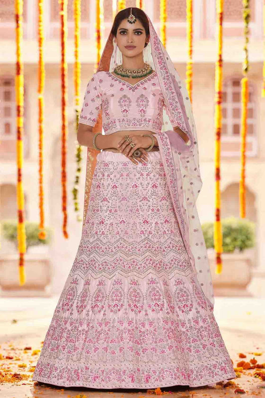 Pink Crepe Sequins Lehenga Choli NCLC10810430