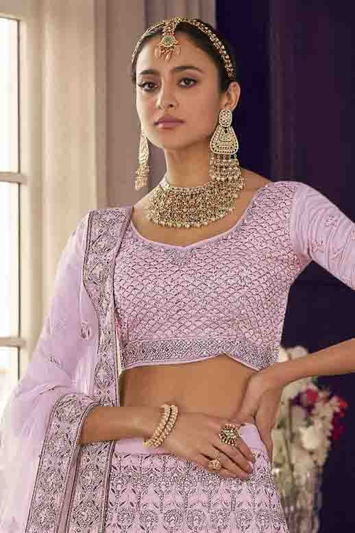 Pink Crepe Thread Lehenga Choli NCLC10810434
