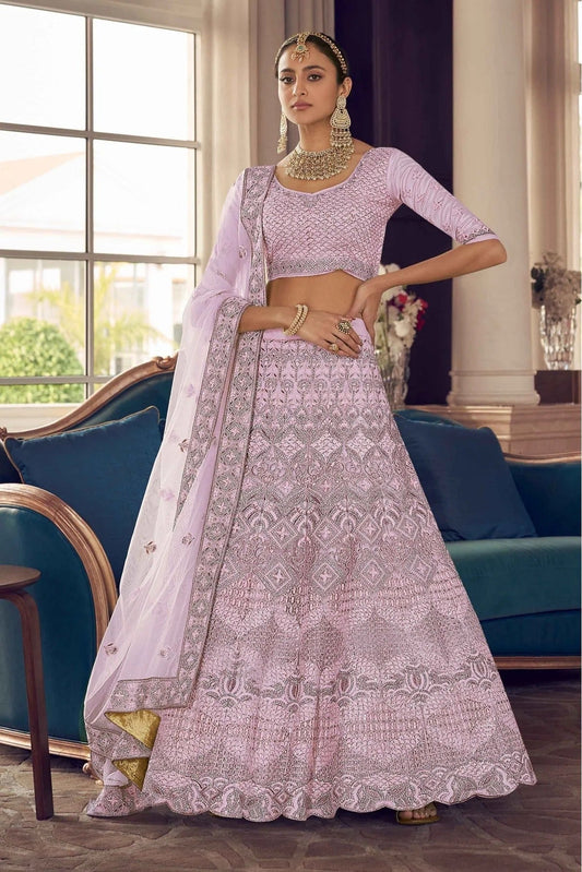 Pink Crepe Thread Lehenga Choli NCLC10810434