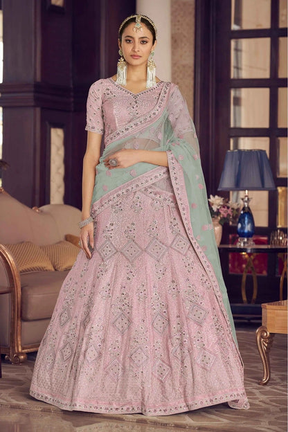 Pink Crepe Thread Lehenga Choli NCLC10810435