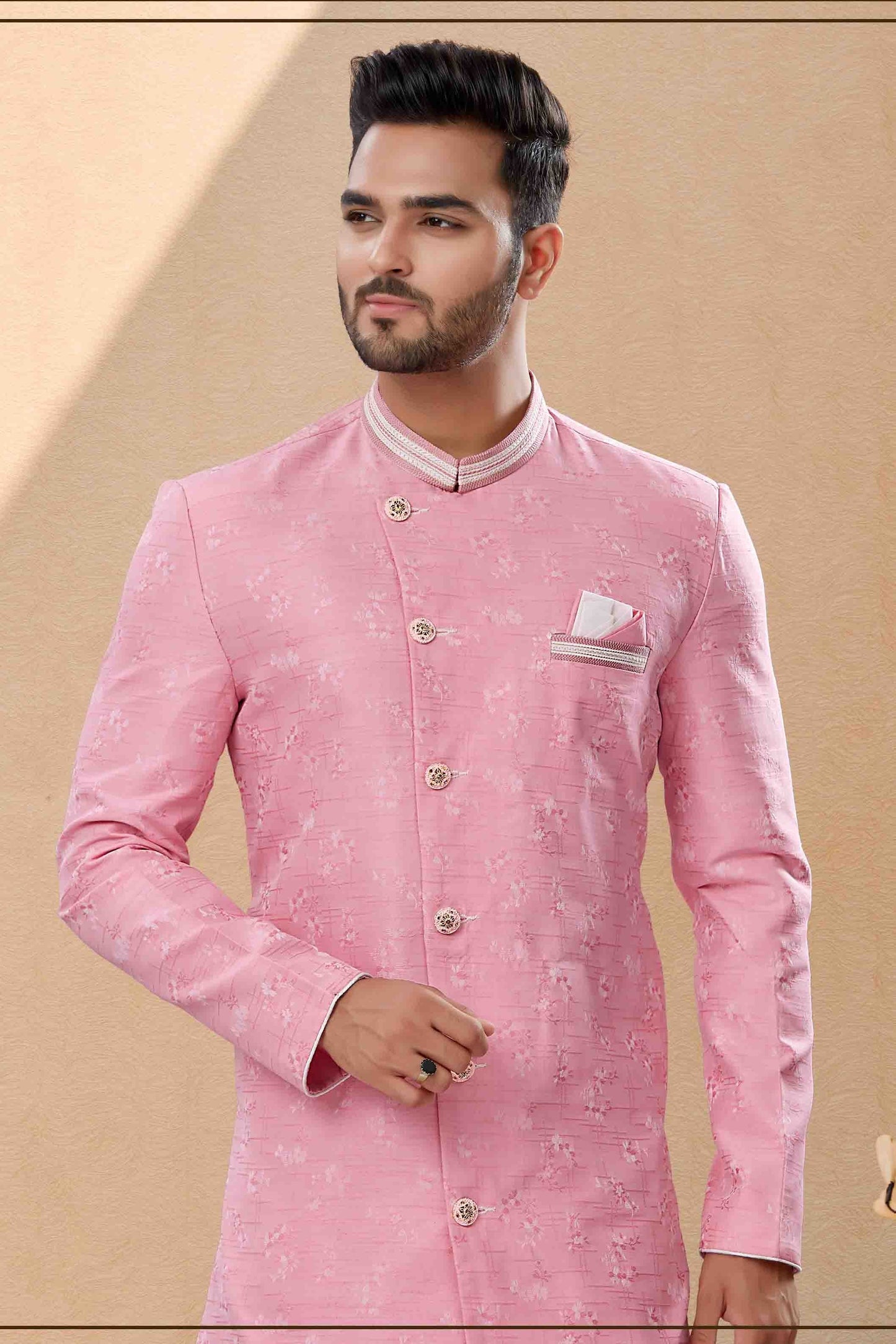 Pink Dhoti SherwaniIn Banarasi Jacquard  NCSH10410532