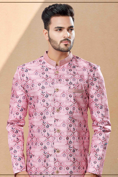 Pink Dhoti SherwaniIn Jacquard  NCSH10410485