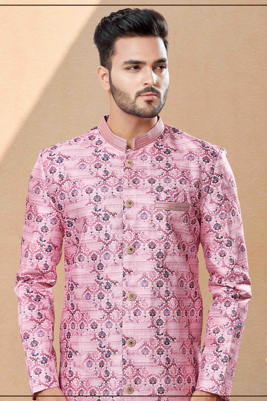 Pink Dhoti SherwaniIn Jacquard  NCSH10410485