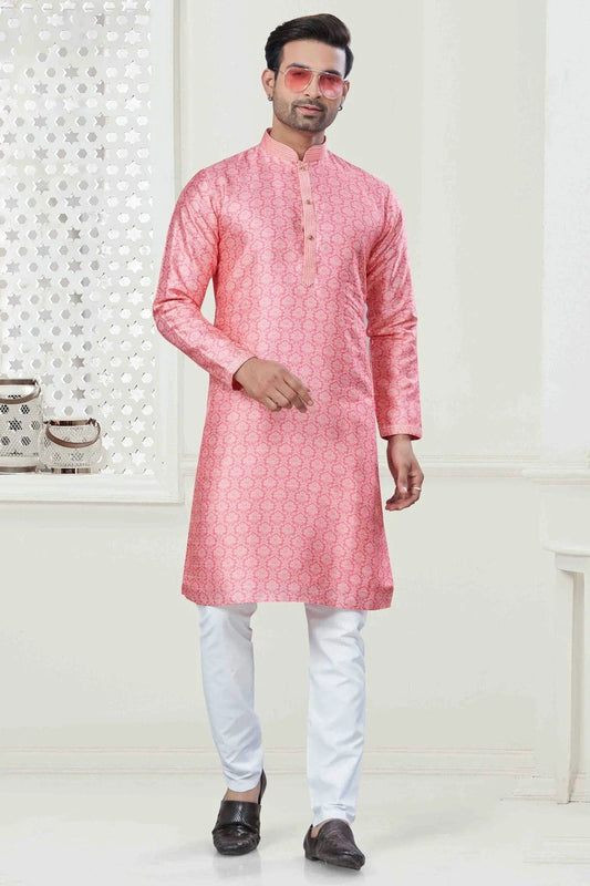 Pink Digital Print Silk Kurta Pajama NCKP11110561