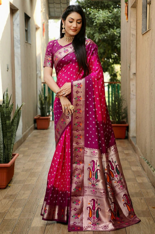 Pink Dola Silk Paithani Saree NCSD11112234