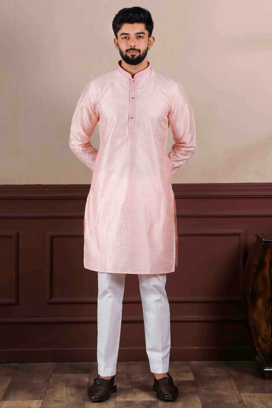 Pink Embroidery Art Silk Kurta Pajama NCKP11110572