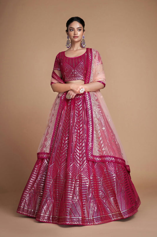 Pink Embroidery Georgette Lehenga Choli NCLD10810223