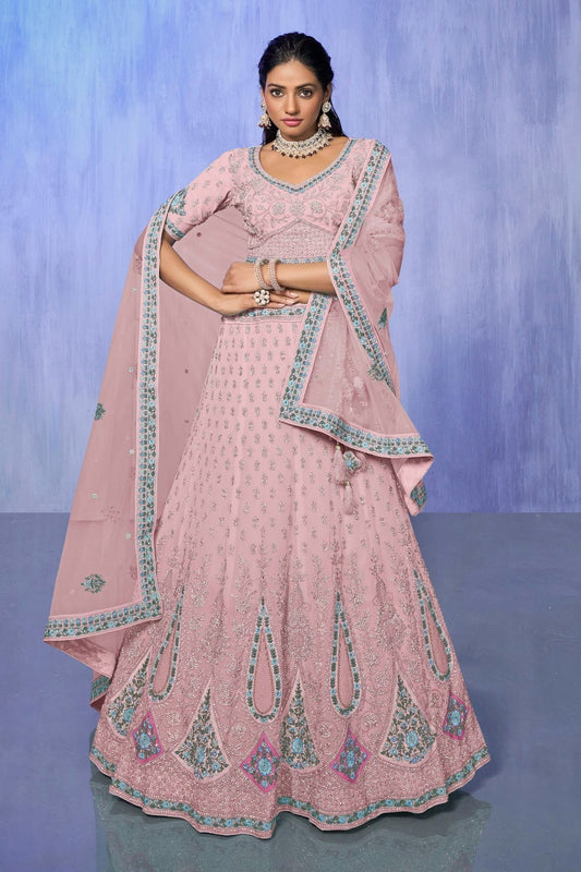 Pink Embroidery Georgette Lehenga Choli NCLD10810302