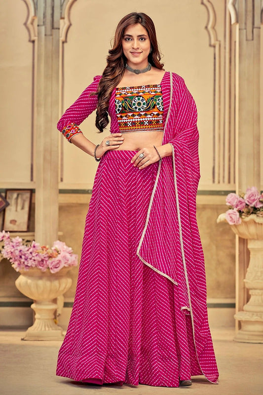 Pink Embroidery Georgette Navratri Lehenga  NCLD11710183