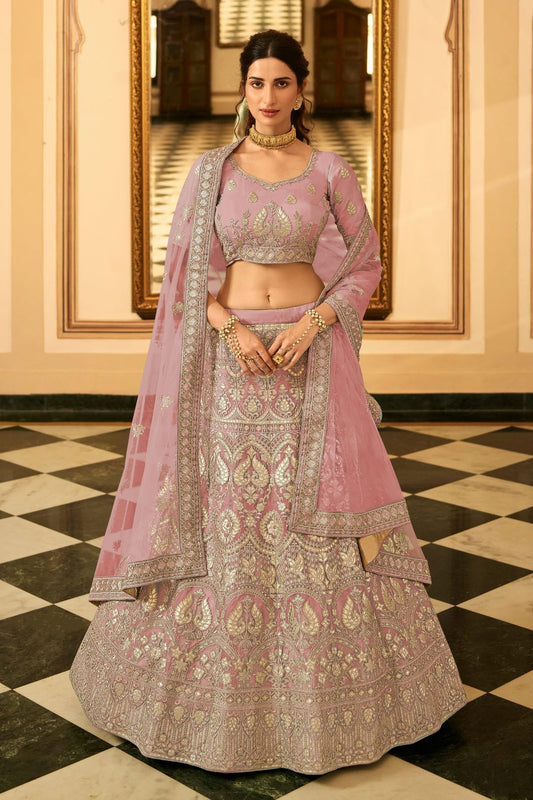 Pink Embroidery Organza Lehenga Choli NCLD10810246