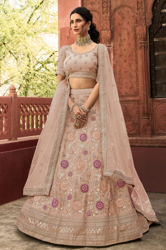 Pink Embroidery Organza Lehenga Choli NCLD10810250