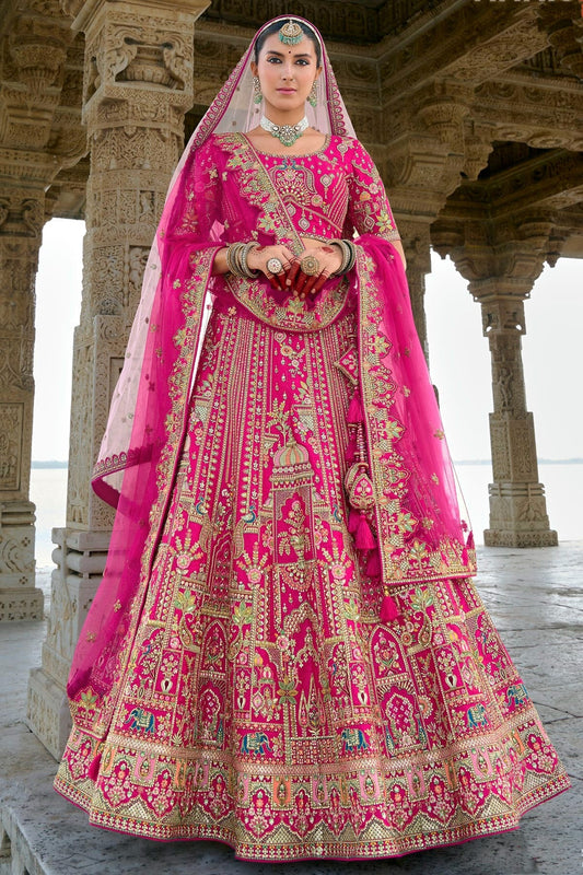 Pink Embroidery Silk Lehenga Choli NCLC12910141
