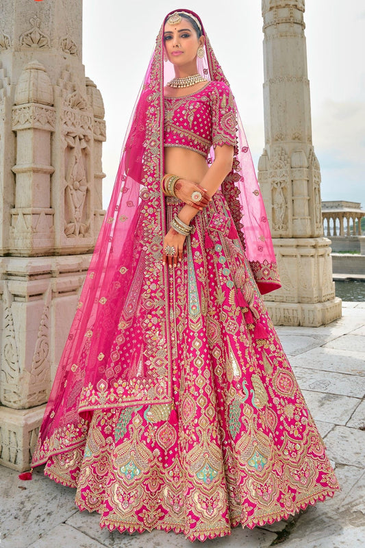 Pink Embroidery Silk Lehenga Choli NCLC12910142