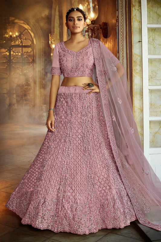 Pink Embroidery Soft Net Lehenga Choli NCLD10810210