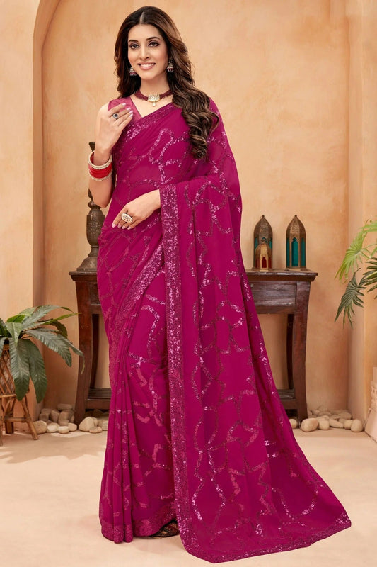 Pink Faux Georgette Designer Saree NCSD11112226