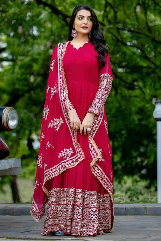 Pink Faux Georgette Stitched Anarkali Suit NCSS11410208