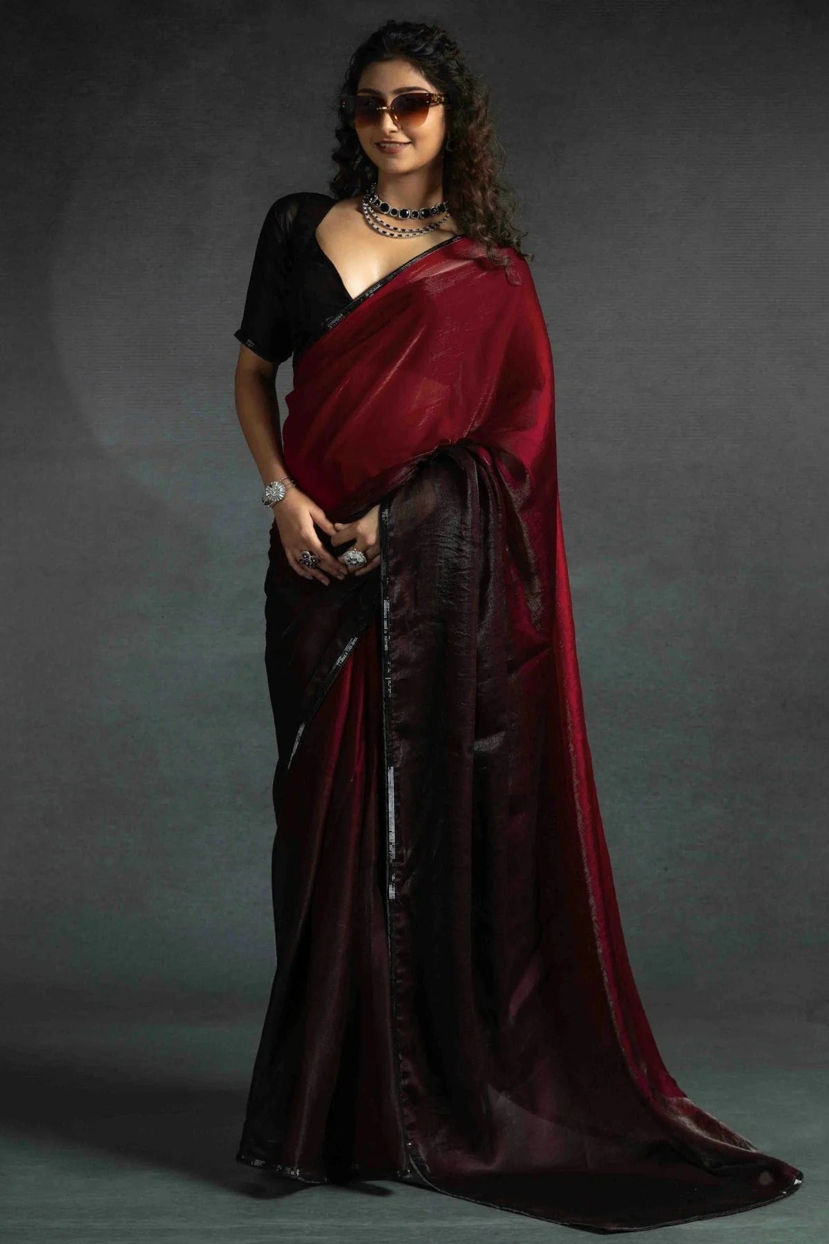Pink Fendi Satin Silk Ready To Wear Saree NCSD11210124