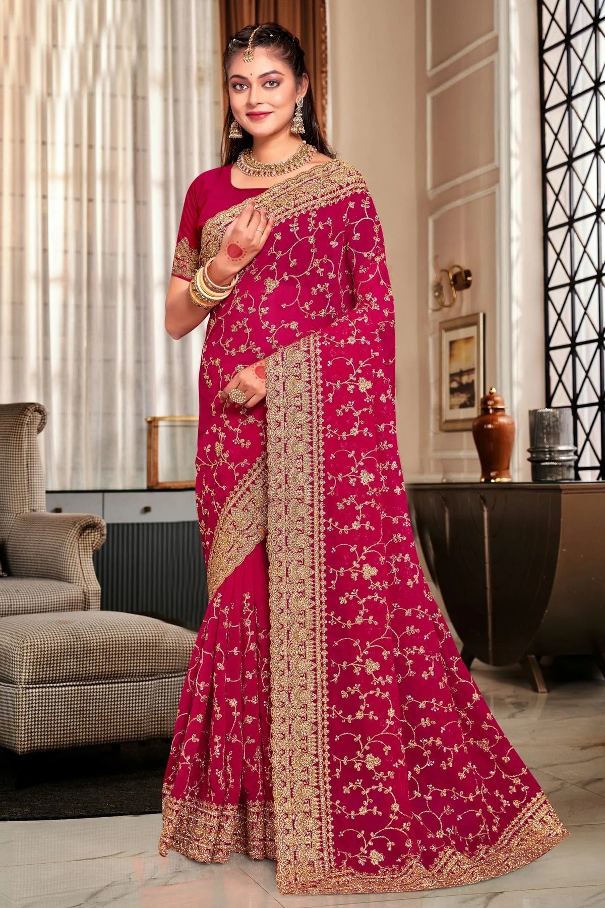 Pink Georgette Designer Saree NCLC11210286