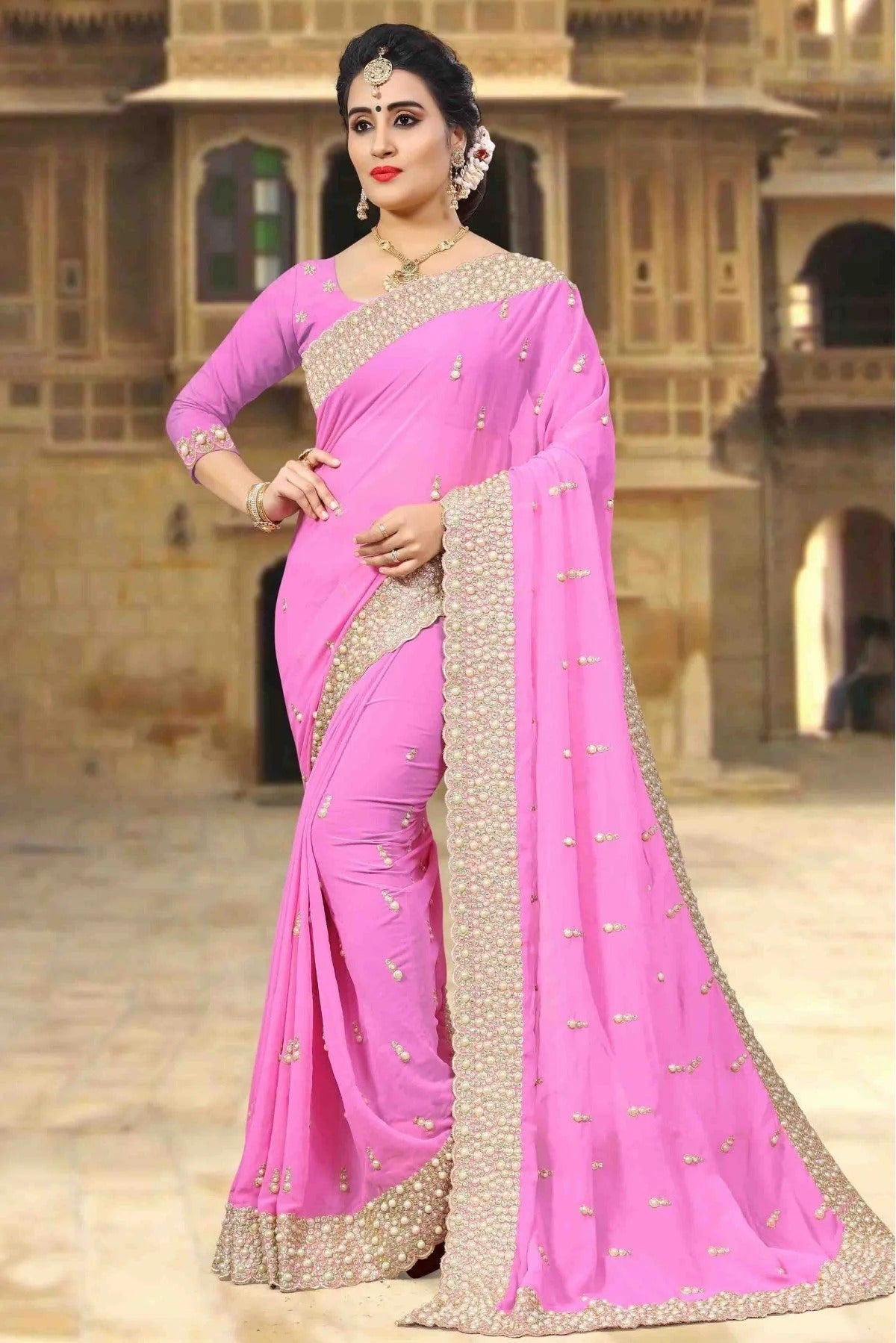 Pink Georgette Designer Saree NCSD10910470