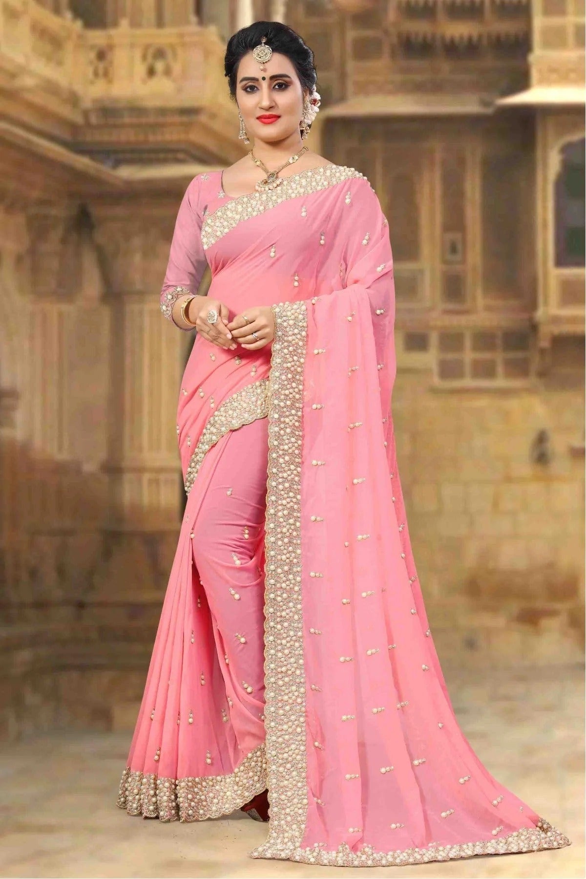 Pink Georgette Designer Saree NCSD10910471