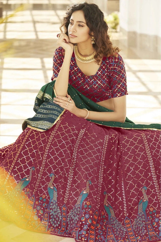 Pink Georgette Embroidery Lehenga Choli NCLC11510167