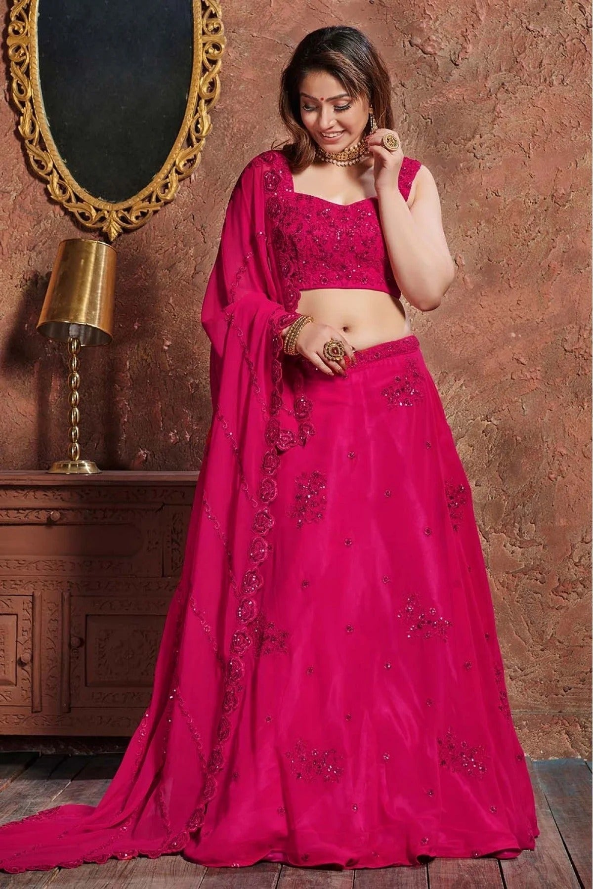 Pink Georgette Lehenga Choli NCLC10110284