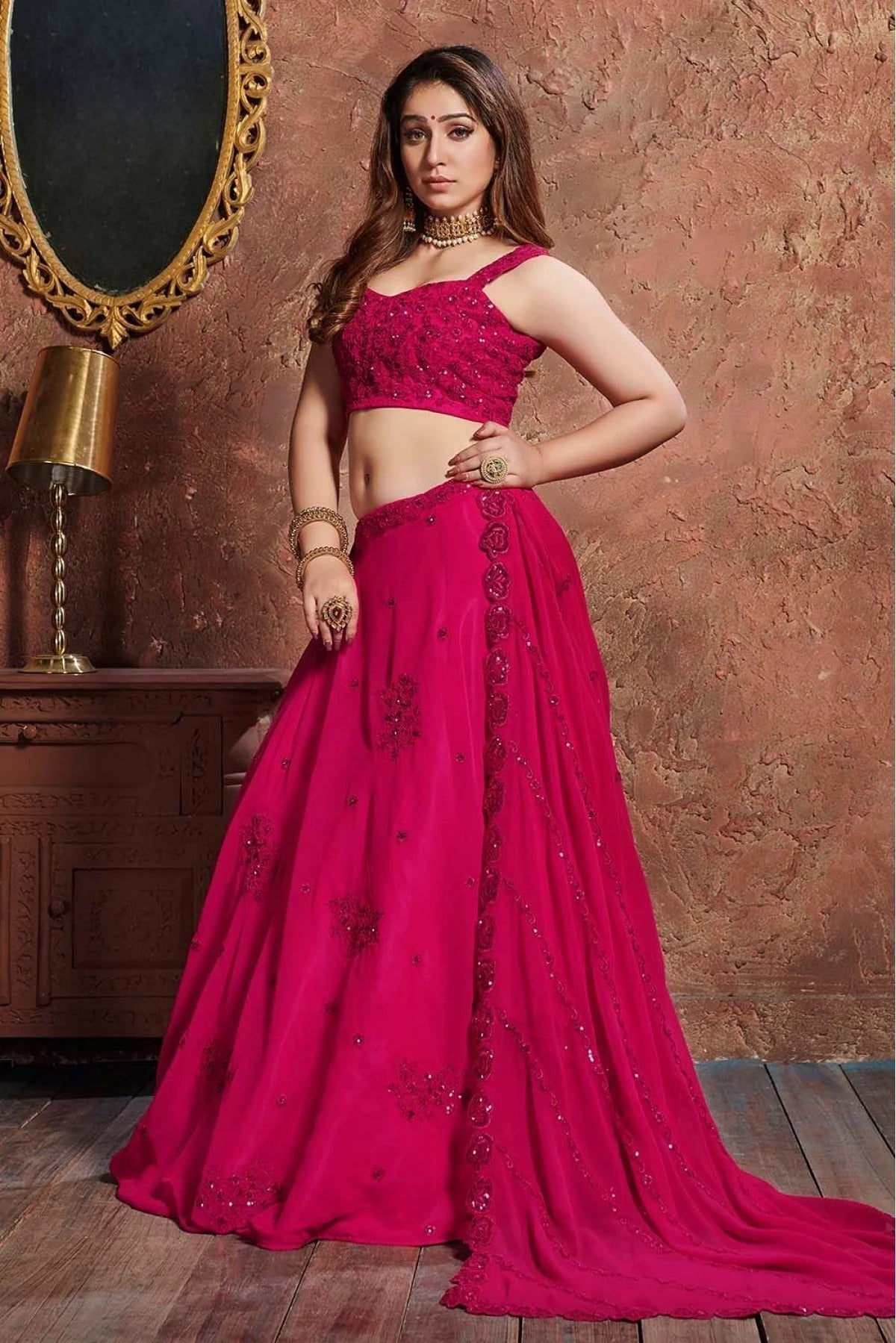 Pink Georgette Lehenga Choli NCLC10110284