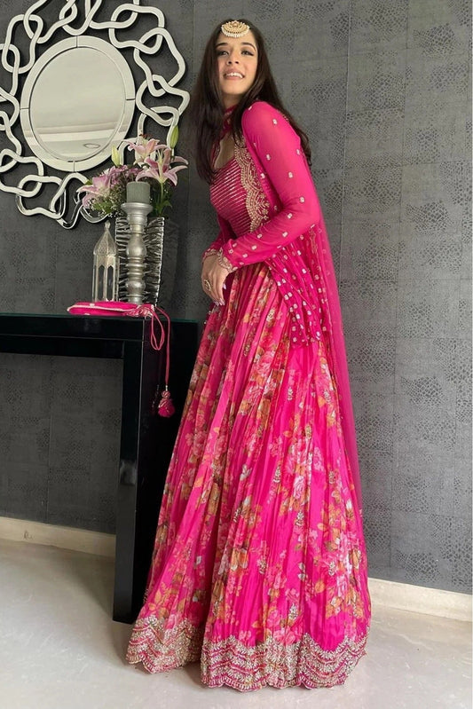 Pink Georgette Silk Lehenga Choli NCLC10210148