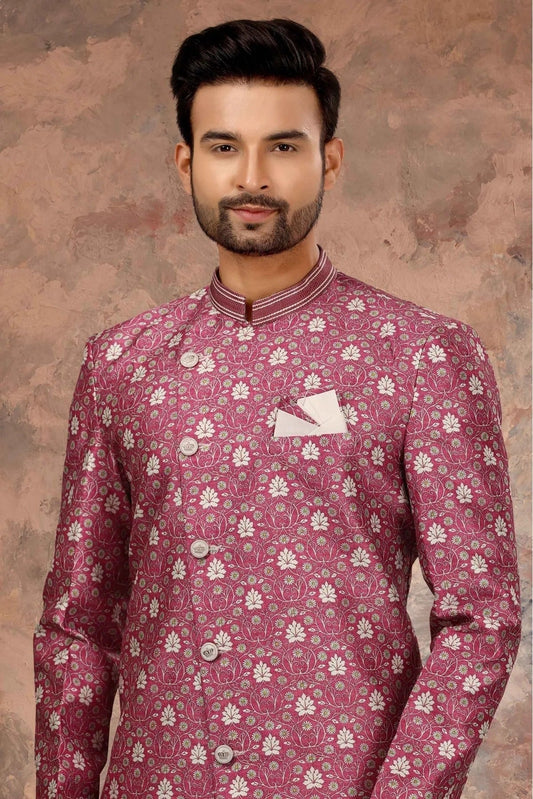 Pink Jacquard Digital Print Sherwani NCSH10410444