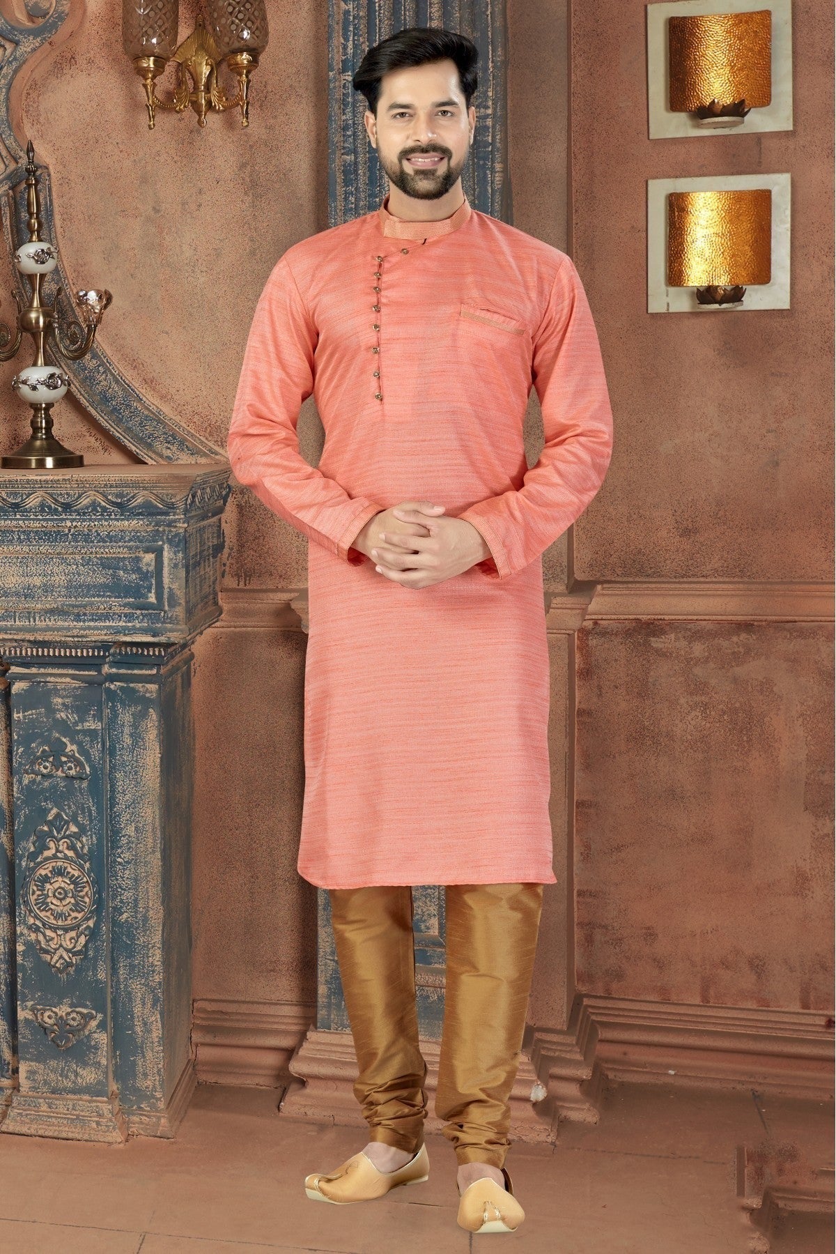 Pink Kurta Pajama In Silk NCKP10410639
