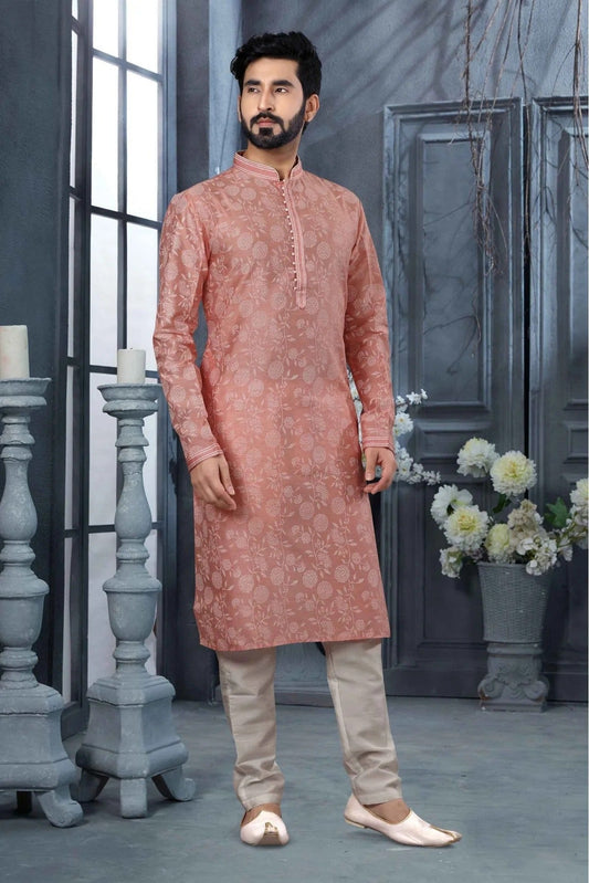 Pink Kurta Pajama In Silk NCKP10410663