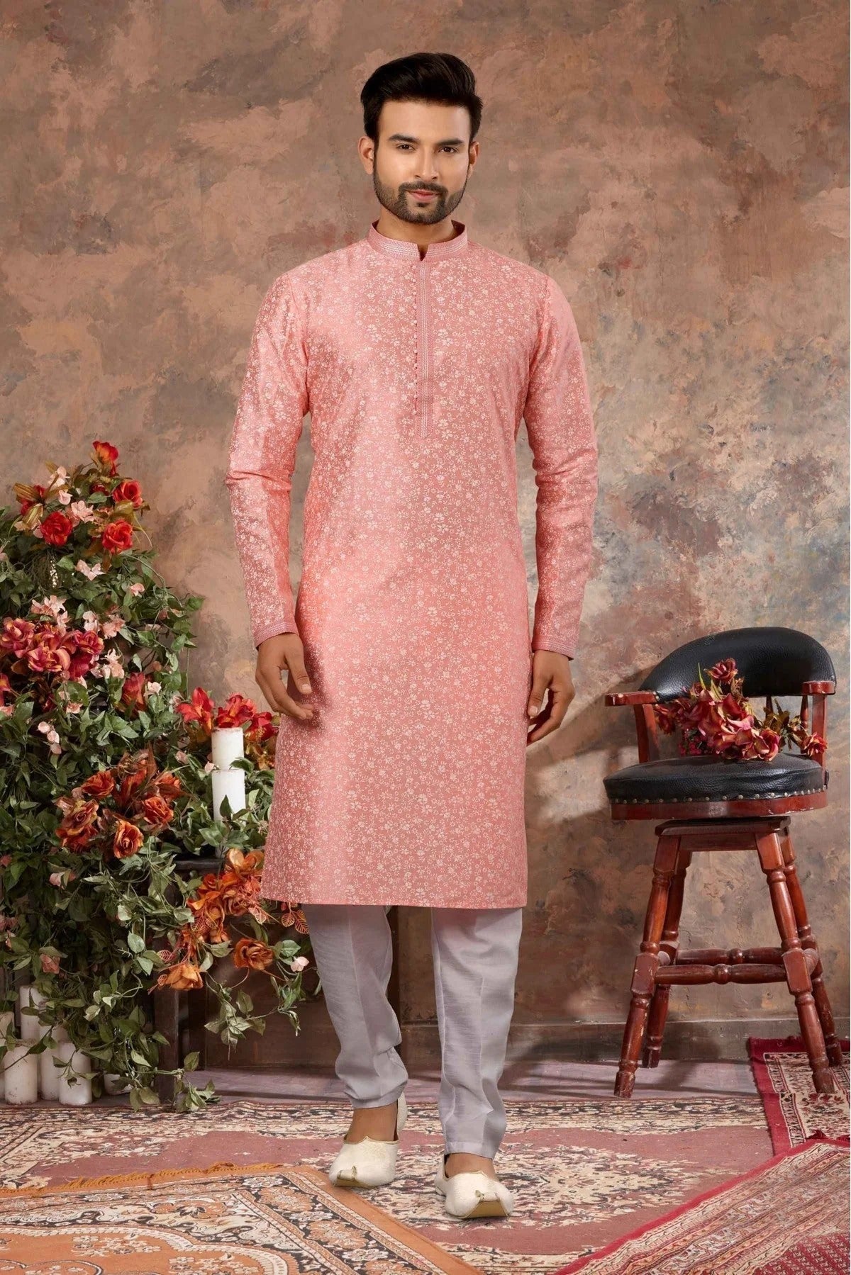 Pink Kurta Pajama In Silk NCKP10410693