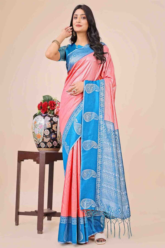 Pink Lichi Silk Woven Traditional Sarees  NCSD11110267