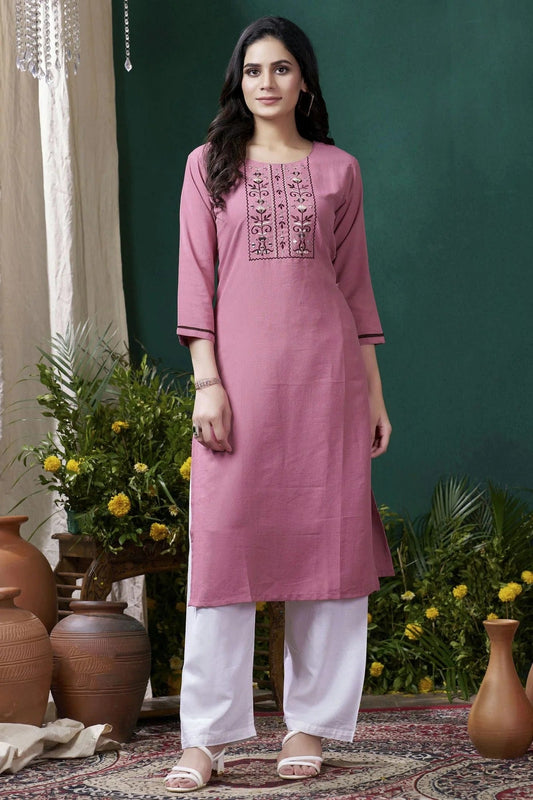 Pink Maaza Cotton Kurta And Pant Set  NCKR11112025