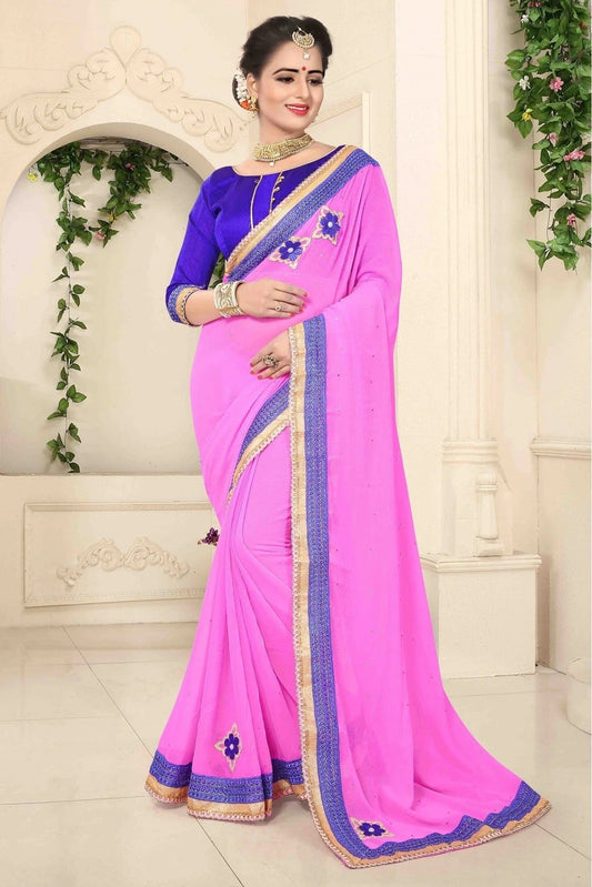 Pink Marbal Chiffon Designer Saree NCSD11210632