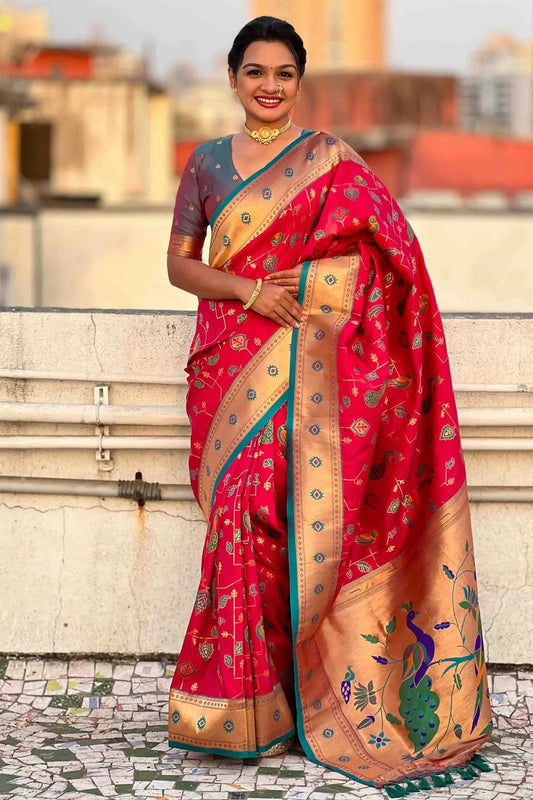 Pink Meenakari Soft Silk Paithani Sarees  NCSD11110614