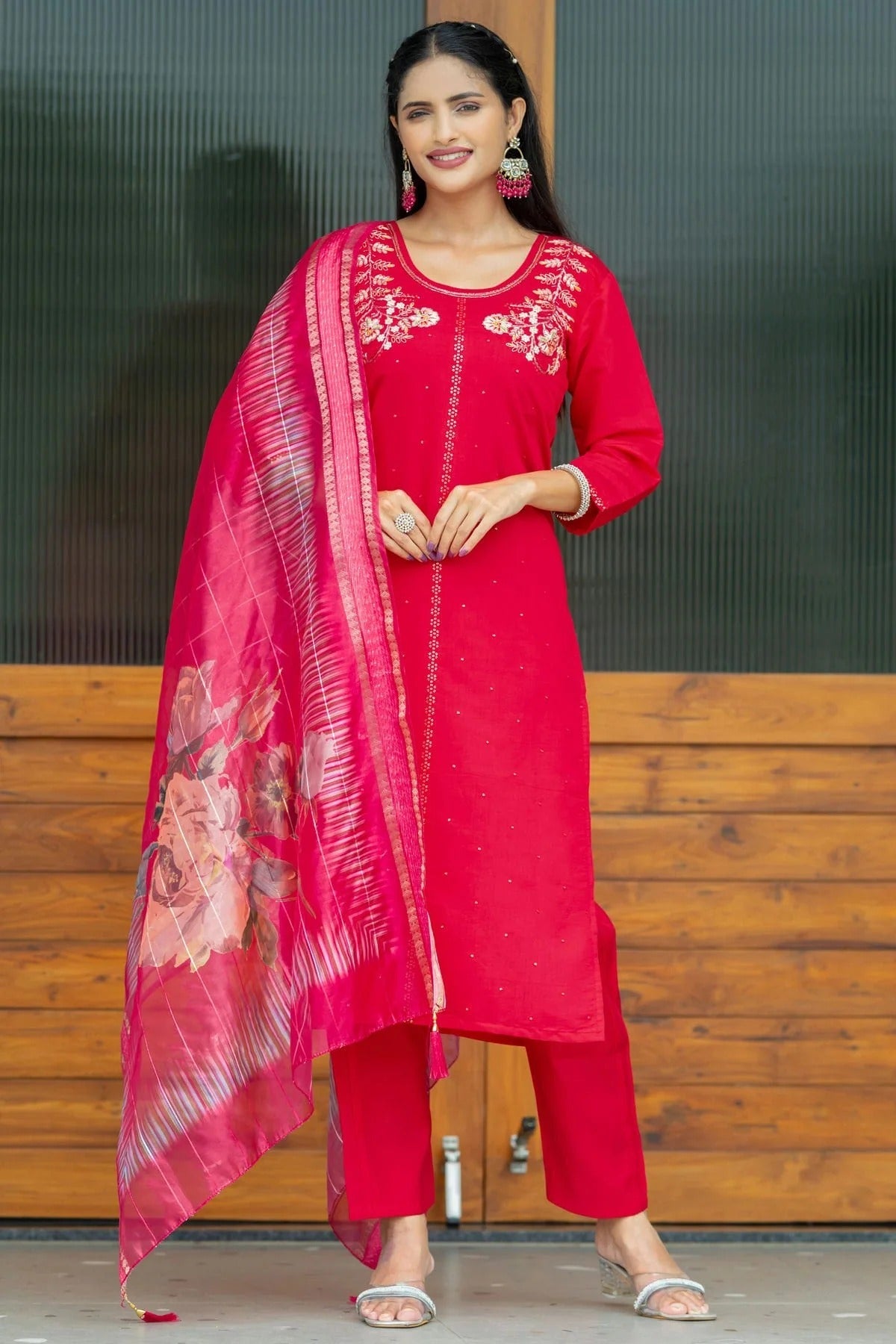 Pink Modal Silk Stitched Suit NCSS11111402