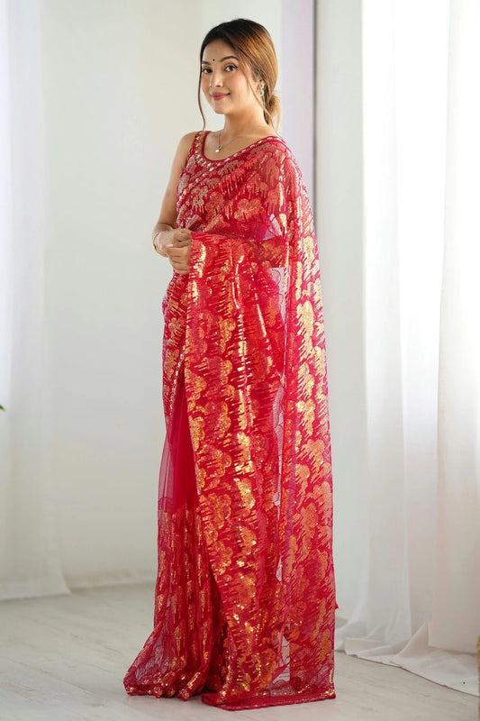 Pink Mono Net Designer Saree NCSD11111701