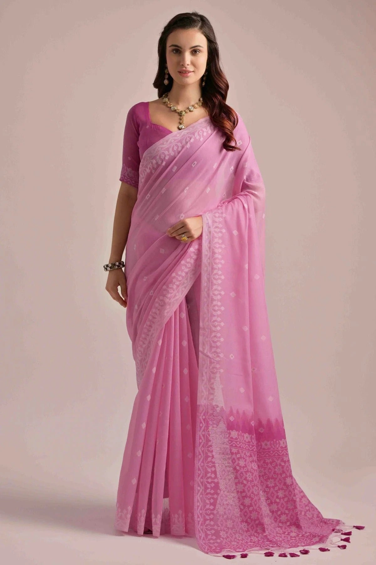Pink Muga Cotton Traditional Saree NCSD12610099