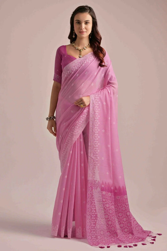 Pink Muga Cotton Traditional Saree NCSD12610099